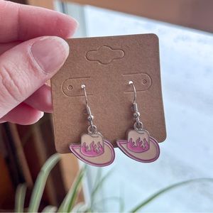 Pink Flame Cowgirl Hat earrings